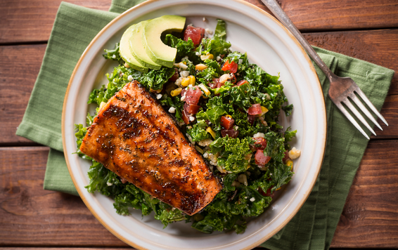 Salmon With Garlic Braised Kale Recipe