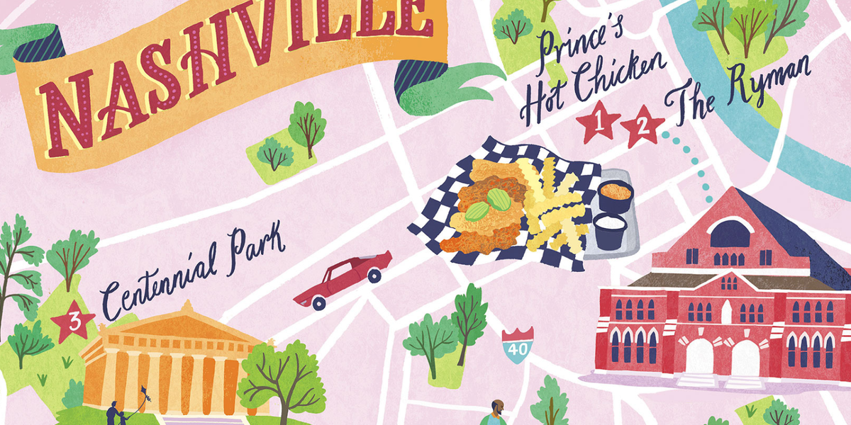 Illustration of Nashville, Tennessee by Sara Mulvanny