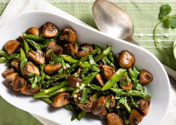 Roasted Asparagus and Mushrooms